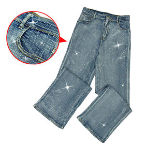 Skinny Fit High Waist <b>Plus</b> <b>Size</b> Women's Jeans Fashionable Retro Trend Diamond Design Straight Leg Jeans with Buttons - Product Image 5