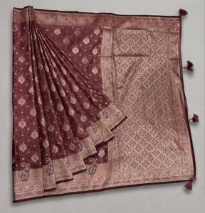Hot Sale Designer <b>Satin</b> Silk <b>Saree</b> with Silky Soft Feel and Beautiful Drape for Festivals Weddings and Events Available for Sale - Product Image 4