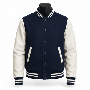 Chaqueta Varsity Personalizada para Hombre, Estilo Letterman, con Logotipo de Béisbol, Cuerpo de Lana, Mangas de Cuero, Estilo Bomber, Unisex, Casual - Product Image 1