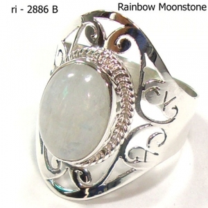 Vente en gros de bijoux indiens bagues en argent sterling 925 bagues en argent pierre de lune arc-en-ciel bagues d'éternité vermeil bague de mode vintage - Product Image 1
