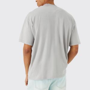 Custom Light Grey Oversized T-Shirt Men Heavy Cotton Minimal Logo Streetwear T Premium Oversized Loose FitT Shirt Men - Product Image 3