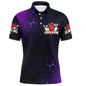 เสื้อโบว์ลิ่งคุณภาพสูงสำหรับผู้ชาย ผ้าถักโพลีเอสเตอร์/คอตตอน ดีไซน์ทีมแบบกำหนดเอง แห้งเร็ว ระบายอากาศได้ดี - Product Image 3