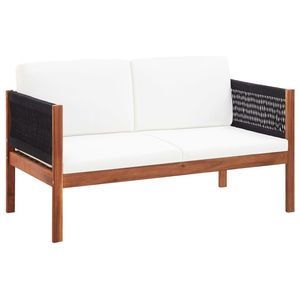 Ensemble de salon de jardin en bois d'acacia massif, couleur bois naturel avec corde, mobilier d'extérieur moyen, durable et élégant - Product Image 2