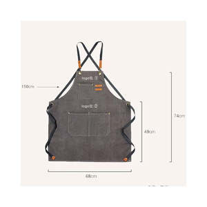 ผ้ากันเปื้อนครัวหนังและผ้าใบแบบสั่งทำสำหรับผู้หญิง ผู้ชาย เชฟ ช่างทำผม ร้านอาหาร บาร์ ร้านค้า คาเฟ่ - Product Image 5