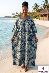 Custom Printed <b>Kaftan</b> Dress Women Loose Fit <b>Summer</b> Beach Wear Comfortable Fabric Wholesale Export Supply - Product Image 4