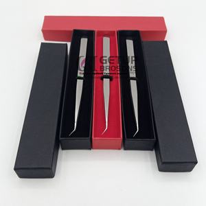 Haute Qualité 45 Degrés Mince Droite Plein Argent En Acier Inoxydable Extension De Cils Pince À Épiler Personnalisable Logo Beauté Instrument - Product Image 1