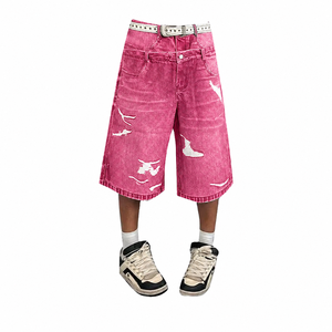 Shorts en jean délavé à l'acide personnalisables pour hommes, 100 % coton, vierges, pour la saison estivale, fabrication de vêtements, poids lourd - Product Image 1