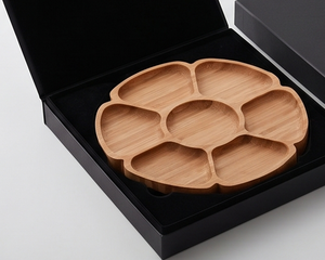 Assiette et plateau à dessert en bois faits à la main en forme de fleur prix de gros parfait pour les fruits secs ustensiles de cuisine assiette alimentaire - Product Image 6