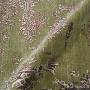 Alfombra Medallón Transicional de Lana Anudada a Mano con Acabado Desgastado, Color Salvia y Rosa Empolvado, 10' x 14', Pelo Bajo, Para Uso Doméstico - Product Image 5