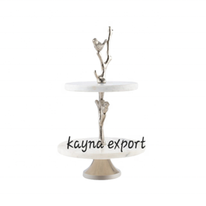 Présentoir à gâteau personnalisé design en métal feuille de fleur décoratif de luxe en métal plaqué or présentoir à gâteau fait main pour décoration de fête de mariage - Product Image 5