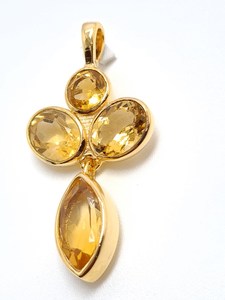 Colgante de Citrino Natural en Plata de Ley 925 con Baño de Oro de 14K, Colgante de Abeja y Libélula, Piedra de Nacimiento de Noviembre, Regalo para Ella - Product Image 4