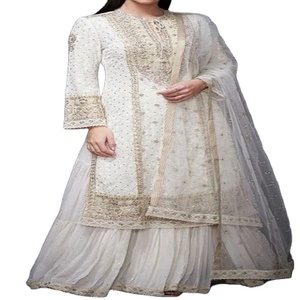 Kanya Libas - Kurti Largo de Algodón para Mujer, Regalo para Madres de Damas de Honor Indias, Vestido de Verano con Pliegues y Encaje - Product Image 1