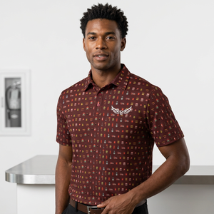 Polo à manches courtes pour homme avec imprimé pompier, respirant, 100 % polyester, tenue décontractée, logo sur le devant - Product Image 3