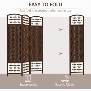 Brown Wave 3-Panel Lightweight Paper <b>Folding</b> Privacy <b>Screen</b> Traditional Style Room Divider for Home Office - Product Image 4