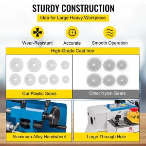 Mini Torno de Metal de Precisión de 7x14 Pulgadas, 550W, Velocidad Variable de 50-2500 RPM, Engranaje de Nylon, Torno Manual - Product Image 3