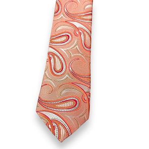 Corbata de Lujo para Hombre, Diseño Paisley Color Durazno Perla, 100% Poliéster |   Tejido Jacquard Premium Ecológico, Personalizado, Formal y Ejecutivo - Product Image 2