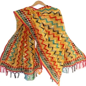 Phulkari dupatta para mulheres bordado à mão, multi cor, phulkari, xale, cachecol, estilo coreano, hijab, estampado, xale, p