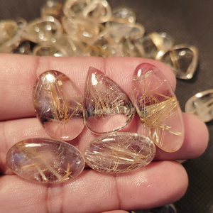 ควอตซ์รูทิเลตสีทอง ทรงกลมเจียระไนแบบบริลเลียนท์  หินพลอยหลวมที่ปรับขนาดได้  เครื่องประดับทำมือ  สินค้าขายดี - Product Image 2