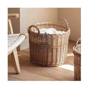 Panier à linge en rotin robuste 2026, le plus vendu, pour usage domestique quotidien, 100% pur fait main, propre, sûr, durable, écologique, fourniture S - Product Image 1