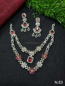 Ensemble de bijoux de mariée en diamant américain classique Collier et boucles d'oreilles en deux pièces pour mariage Style classique à la mode - Product Image 2