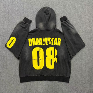 เสื้อฮู้ดซิปโอเวอร์ไซส์ผ้าฝ้าย 100% ล้างแบบพิเศษ พิมพ์ลายกราฟิกสตรีทแวร์ สำหรับผู้ชายและผู้หญิง - Product Image 3