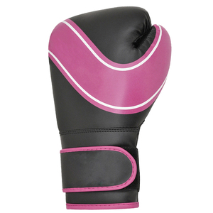 Gants de boxe d'entraînement en cuir de qualité supérieure pour adultes, couleur noir et rose, légers, respirants, avec sangles à boucle élastique - Product Image 4