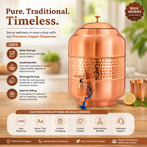 Distributeur d'eau en cuivre martelé de qualité supérieure avec robinet – Logo personnalisé et commande en gros disponibles |   Boisson artisanale en cuivre - Product Image 3