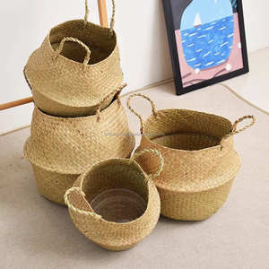 Panier de rangement en rotin tressé fait main avec poignées, écologique, multifonctionnel, pour la maison et le jardin, moderne, extérieur et intérieur - Product Image 3