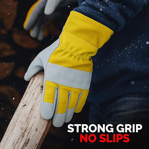Gants de travail pour hommes, industriels, électriques, de sécurité, mécaniciens, antidérapants et anti-vibrations, en polyester et cuir - Product Image 3