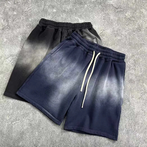 Nouveaux shorts décontractés pour hommes, sur mesure, en toile unie, pas chers, en molleton polyester/coton, entrejambe de 5 pouces, effet délavé à l'acide - Product Image 1