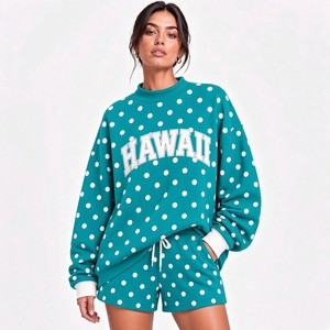 Ensemble de survêtement floral pour femmes, sweat-shirt à imprimé lettres, pantalon court assorti, tenue décontractée et confortable - Product Image 6
