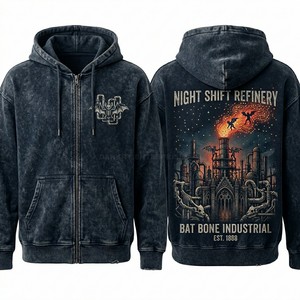 Custom Charcoal Acid Wash Hoodie Men Vintage Origami Paper Boat Graphic Sweatshirt Horror Theme Streetwear Hoodie Manufacturer - Product Image 5