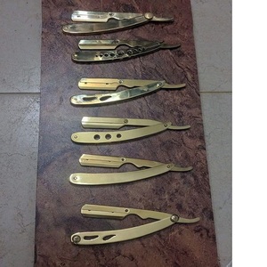 Customized Stainless Steel Straight <b>Razor</b> with Gold Handle and Black Blade Featuring a Designed Logo and Packaging - Product Image 4