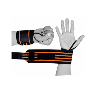 Attelle de poignet réglable antidérapante pour la musculation et l'entraînement en force, unisexe, avec bandes orange et fermeture auto-agrippante - Product Image 4