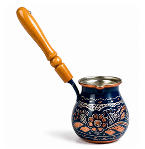 Cafetera Turca, Griega y Árabe de Cobre Grabado Azul Colorido con Acabado para Estufa, Cezve, Ibrik, Briki - Product Image 4