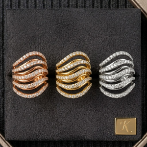 KOK OEM Design 18k Solid Yellow Gold Natural Diamond High Quality Luxury Expensive Classic Cocktail Party Wedding Rings - Product Image 5