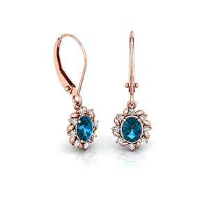 Pendientes Colgantes de Topacio Azul Londres, Plata de Ley 925, Chapados en Oro Rosa de 14K, Joyería para Mujer, Regalo para Fiesta - Product Image 5