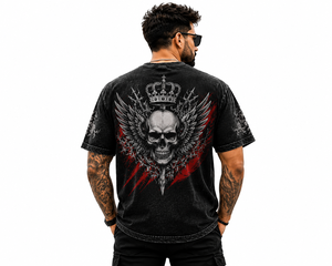 T-shirt en coton épais délavé sur mesure, style vintage délavé à l'acide, imprimé graphique dragon surdimensionné, streetwear, OEM ODM - Product Image 2