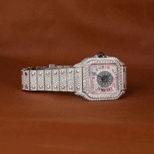 Montre de luxe antique ETA avec diamants pour homme, en acier inoxydable, mouvement à quartz analogique carré, chiffres romains, verre saphir, bracelet déployant - Product Image 4