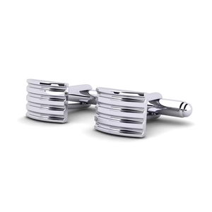 Boutons de manchette en acier inoxydable pour hommes avec rayures horizontales, bijoux formels - Product Image 3