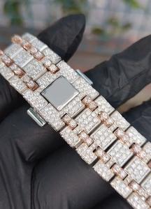 Reloj Deportivo de Acero Inoxidable con Movimiento Automático, Personalizado, de Dos Tonos, Oro Rosa, con Diamantes Moissanite, 20 mm - Product Image 4