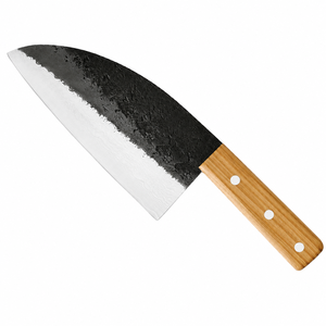 Couteau de cuisine de camping en acier D2 avec manche en bois d'olivier, lame dentelée à pointe tombante, épaisseur 4 mm, DIY OEM/ODM - Product Image 4