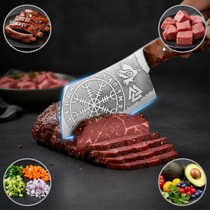 Juego de Cuchillos Vikingos Medievales. Juego de Cuchillos de Cocina Vikingos con Acero de Damasco, Cuchillo de Chef de Espiga Completa para Cortar y Deshuesar Carne - Product Image 5