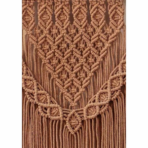 Brown Handmade Cotton <b>Rope</b> Macrame Wall Hanging Shelf with Pine Wood <b>Light</b> Brown Decorative Floating Shelf for Home Décor - Product Image 4