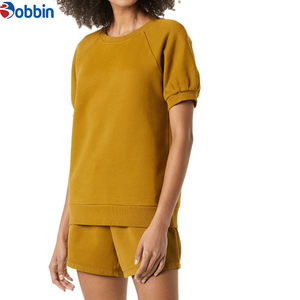 Ensemble de survêtement 2 pièces pour femme, style Hip Hop, avec logo personnalisé, pour l'été, manches courtes, 100% coton, séchage rapide, écologique, pour la gym et le fitness - Product Image 3