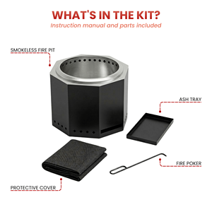 Outdoor Fire Pit Modern Smokeless Wood Fire Pit Stainless Steel Octagon BBQ Grill FP014 - Product Image 3