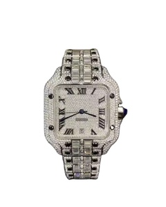 High End Round Luxury Gold VVS Moissanite Unisex Waterproof Classic Fashion Rainbow Baguette Diamond Iced <b>Wrist</b> Quartz <b>Watch</b> - Product Image 5