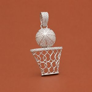 <b>Basketball</b> Shape 925 Silver Iced Out Moissanite D Color Personal Design for Hip Hop Style Wearing Pendant - Product Image 2