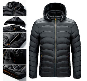 Men's Cotton-padded <b>Jacket</b> Solid Color Multi-pocket <b>Jacket</b> Warm <b>Light</b> Windproof Hooded <b>Waterproof</b> Winter - Product Image 1