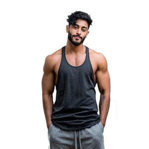 Men's Gym Fitness Stringer <b>Top</b> Spandex/Polyester Quick Dry <b>Racer</b>-Back Anti-UV Breathable Eco-Friendly Lightweight Tank <b>Top</b> - Product Image 3